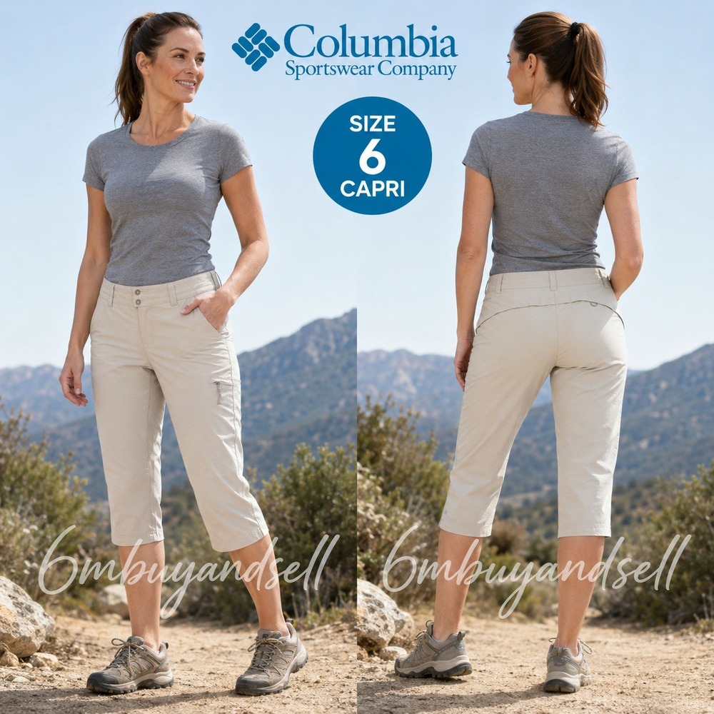 Columbia Sportswear Womens Tan Khaki Hiking Capri Pants Sz 6 Outdoor Lightweight